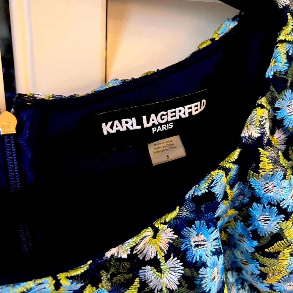 Women’s Karl Lagerfeld embroidered fitted dress.